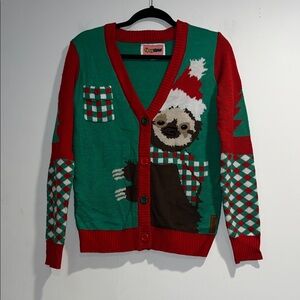 TIPSY ELVES ugly Christmas sloth cardigan
